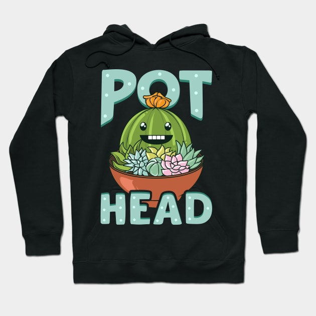 Cute & Funny Pot Head Plant Obsessed Gardening Pun Hoodie by theperfectpresents